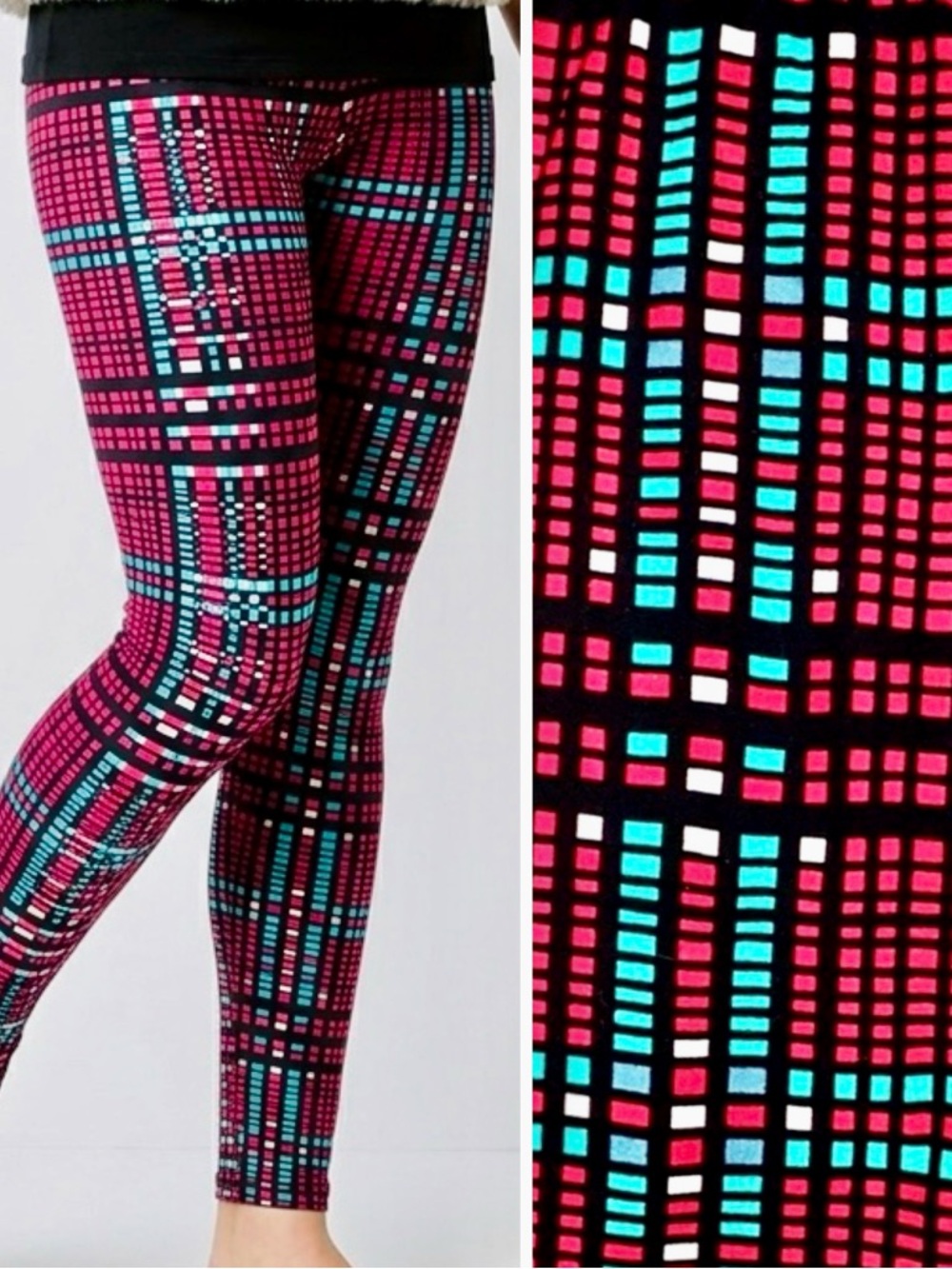 DREAM LEGGINGS Red Green Black Plaid Check Buttery Soft High Waisted Leggings